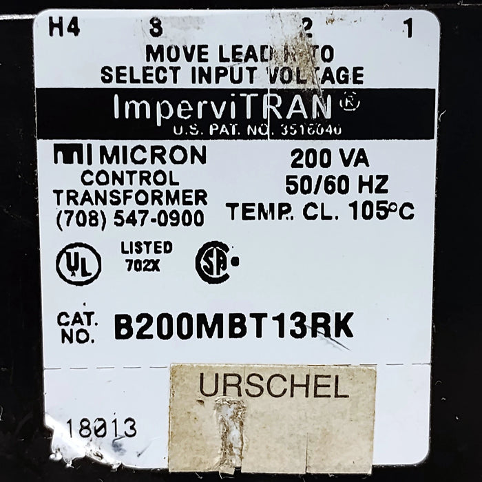 Micron B200MBT13RK IMPERVITRAN 208/230/460 VAC to 115 VAC Step-Down Transformer