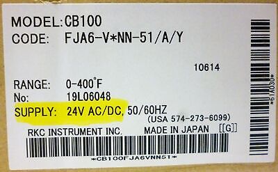 RKC Instruments CB100-FJA6-V*NN-51/A/Y Temperature Controller