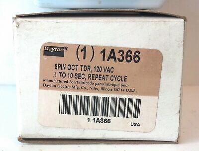 Dayton 1A366 120 VAC 30 VDC .1-10 sec On/Off Delay Solid State Time Delay Relay