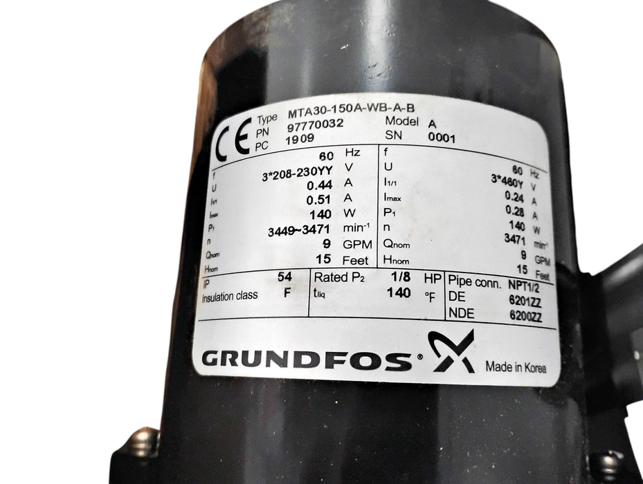 Grundfos MTA30-150A-WB-A-B 97770032 208-230/460 V Single Stage Pump