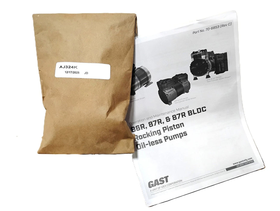 Gast 86R130-101-N270X 115/230 VAC 1725 RPM 1/4 HP Rocking Piston Compressor Pump