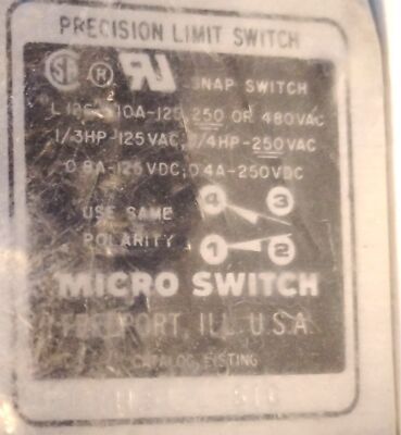 Honeywell Micro Switch 1LS1-L-SIG 125/250/480 V AC 125/250 V DC Limit Switch