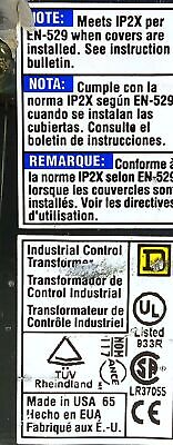 Square D 9070T100D2 0.1 kVA Industrial Control Transformer