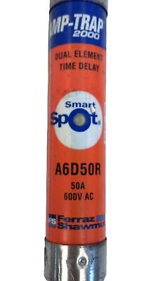 Ferraz Shawmut Amp-Trap A6D50R 50A 600V AC Class RK1 Time Delay Fuse - Lot of 3