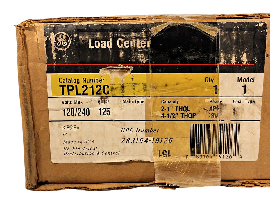 GE TPL212C 120/240 V AC 125 A Main Lug Load Center w/ 2-1 in THQL Spaces