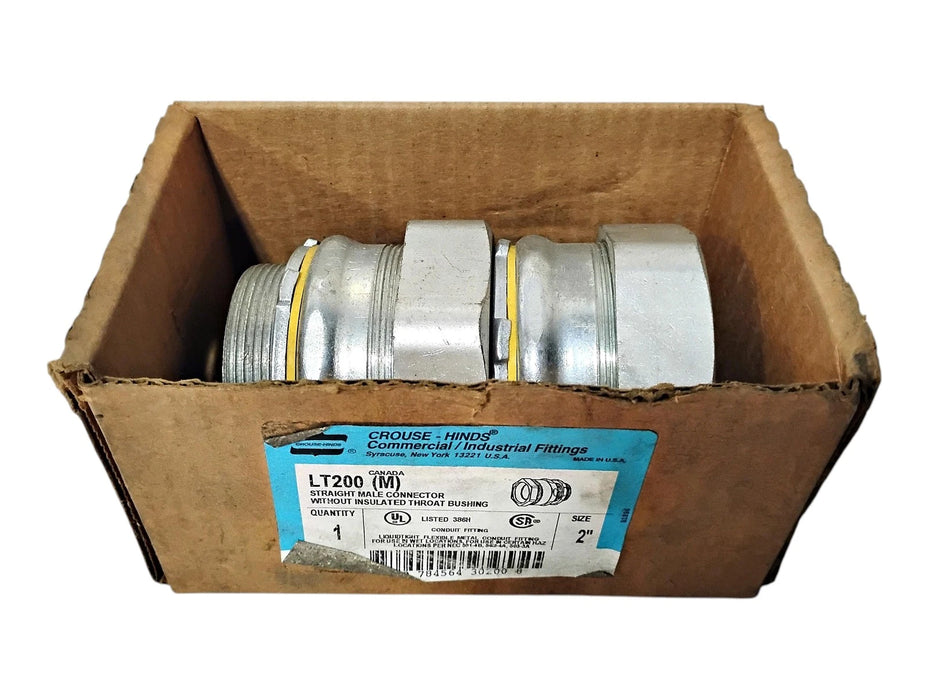 Crouse Hinds LT200 (M) 2" Liquidtight Straight Male Conduit Connector - Lot of 2