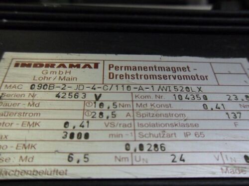 Huge Indramat Servo Motor MAC090B-2-JD-4-C/100-A-1/WI520LX