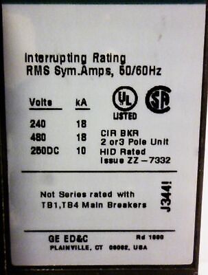 GE TED134015WL Circuit Breaker