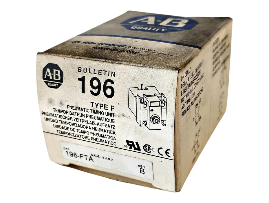 Allen-Bradley 196-FTA Ser B 0.1-180 Sec 1 NO/1 NC On Delay Pneumatic Timing Unit