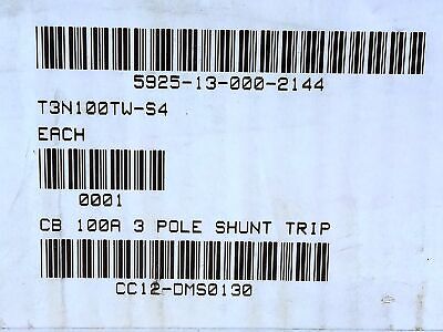 ABB T3N100TWS4 100 A 3-Pole Shunt Trip Breaker
