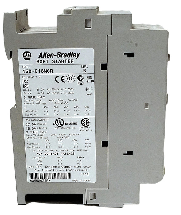 Allen-Bradley 150-C16NCR SMC-3 Ser B 200-600 V 5.3-16 A Solid State Soft Starter