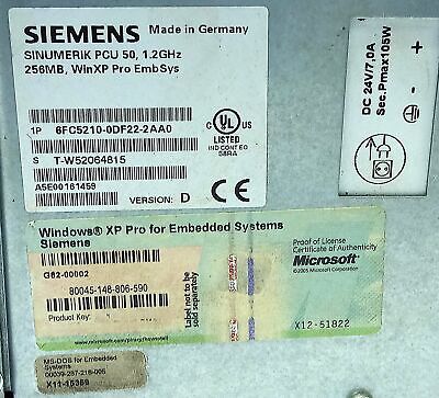 Siemens 6FC5253-6BX10-4AF0 24 V HMI Computer w/ Embedded Windows XP
