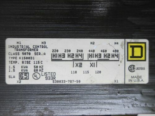 Square D Class 9070 K1500D1 Industrial Control Transformer