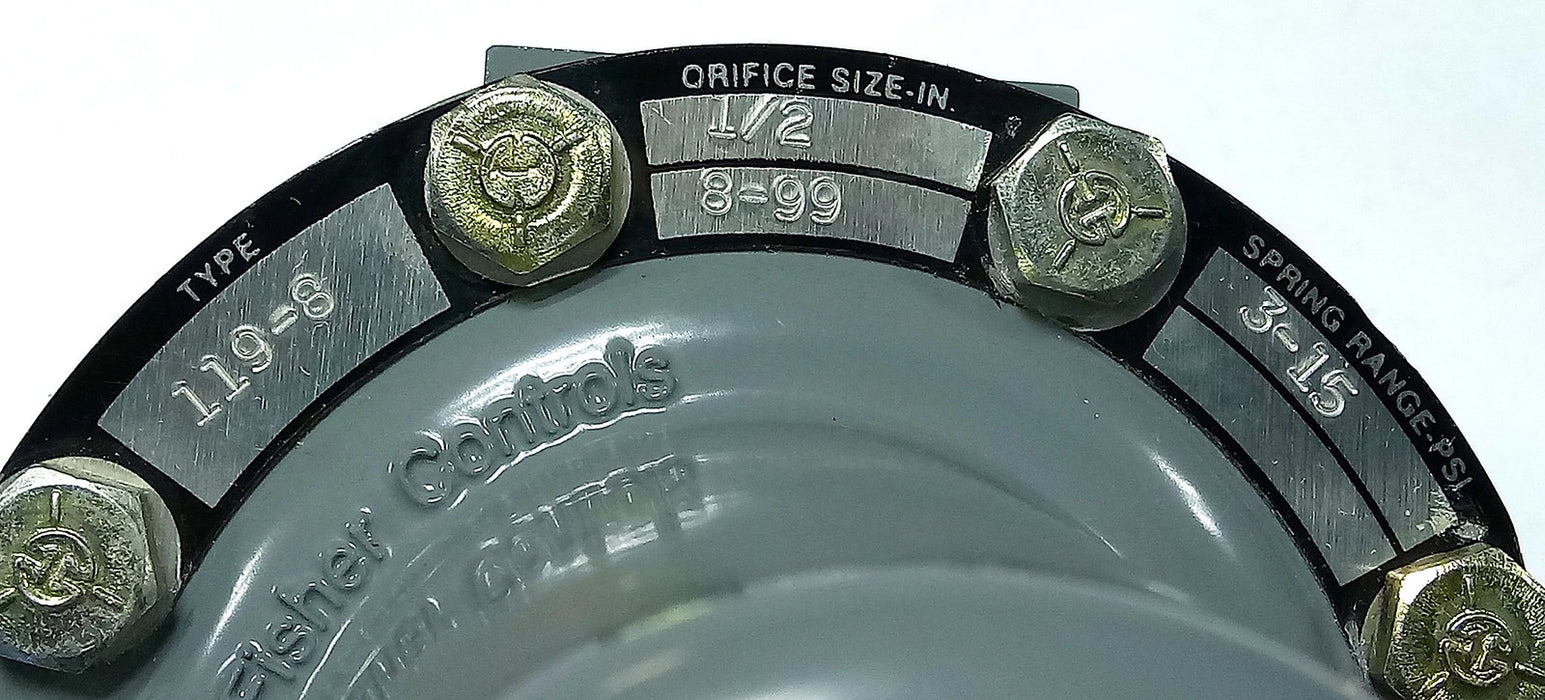 Fisher 119-8 Model 119 150 psig Gas Valve w/ 1/2 Orifice 3-15 psi Spring Range