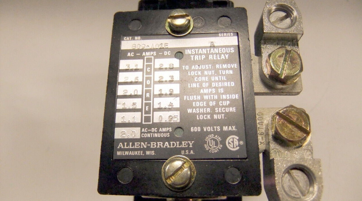 Allen-Bradley Instantaneous Trip Relay 809-A01E