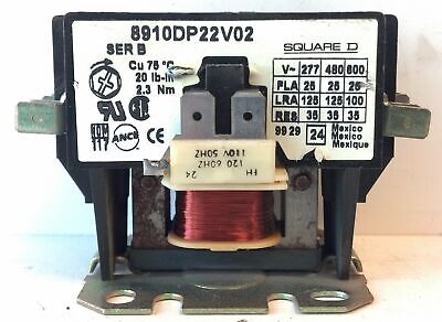 Square D 8910DP22V02 110/120 V AC 25 A 2 P N/O Definite Purpose Contactor