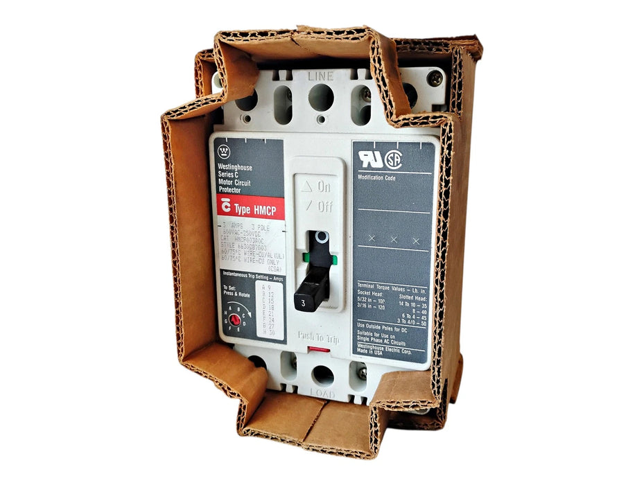 Westinghouse HMCP003A0C 600 V AC 250 V DC 3 A Circuit Breaker