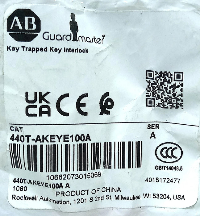 Allen-Bradley 440T-AKEYE100A 316L SS Key for Trapped Key Systems