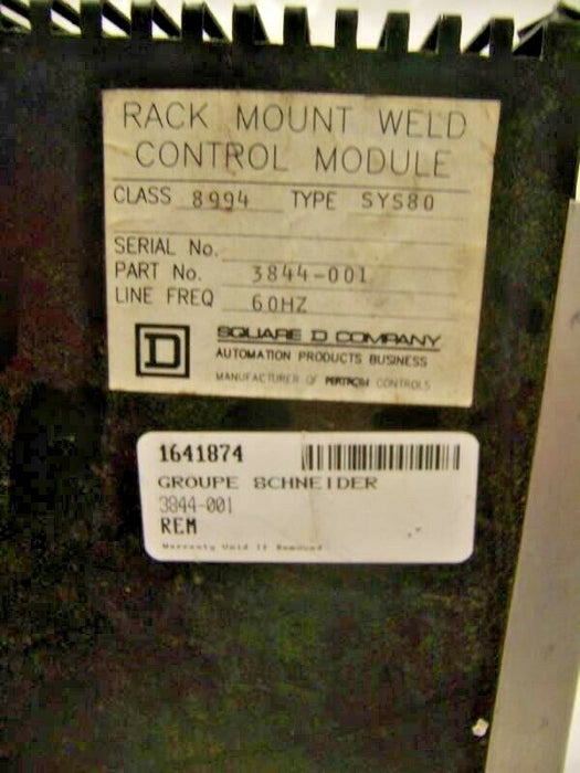 Square D 8994-SYS80 Rack Mount Weld Control Module
