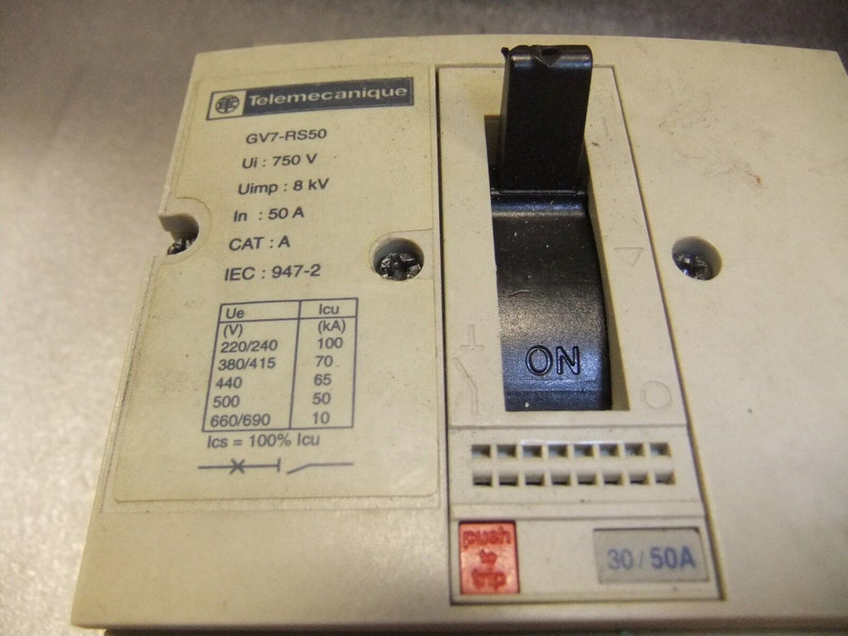 Telemecanique Circuit Breaker GV7-RS50 missing 1 lug