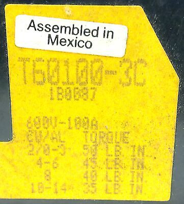 Bussmann T60100-3C 600 V 100 A 3 Pole Fuse Holder w/ 3 JJS-70 600 V 70 A Fuses