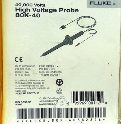 Fluke 80K-40 40,000 V High Voltage Probe