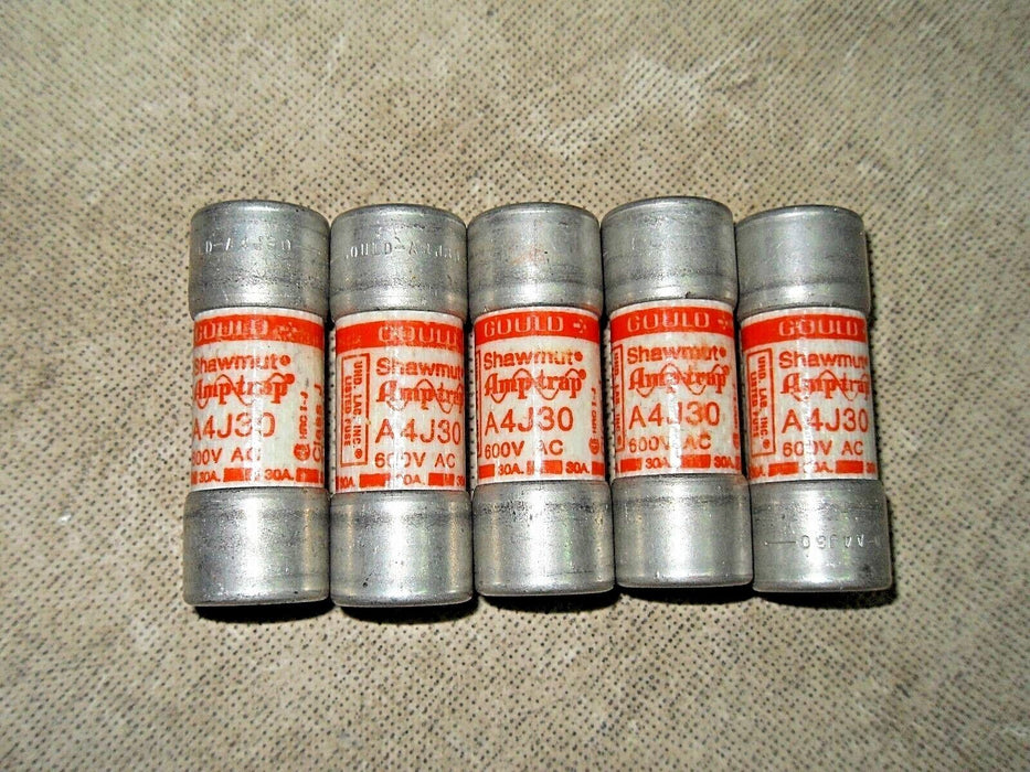 5 Gould A4J30 600VAC 30A Fuses