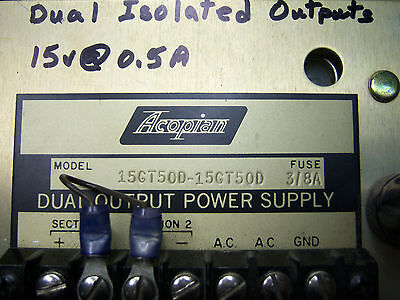 Acopian Dual Output Power Supply 15GT50D-15GT50D