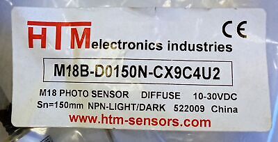 HTM Electronics M18B-D0150N-CX9C4U2 10-30VDC Photoelectric Proximity Sensor