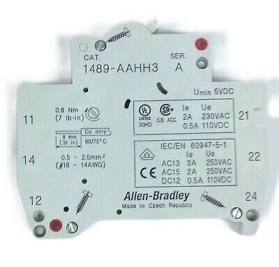 Allen-Bradley 1489-AAHH3 Auxiliary Contact - Lot of 2