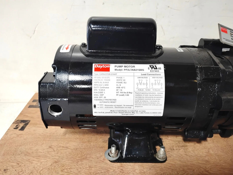Dayton 2ZWP1A 2ZWP1 115/230 V 1/2 HP 3450 RPM Cast Iron Centrifugal Pump