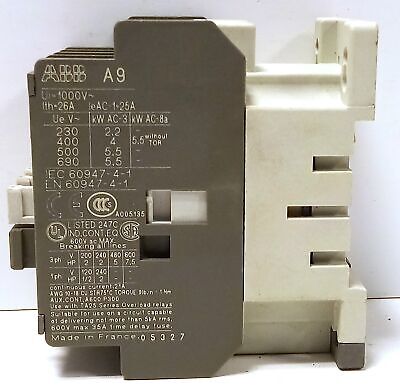 ABB A9-30-10-84 690VAC/220VDC 26 A Contactor w/ 110-120 V Coil