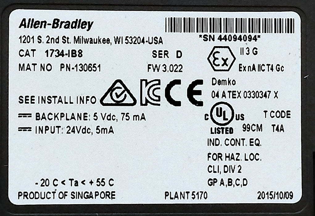 Allen-Bradley 1734-IB8 24 V DC Digital PLC Input Module