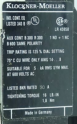 Klockner Moeller Z00-16 690 V AC 10-16 A Adjustable Overload Protection Relay