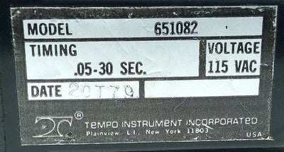 Tempo Instruments 651082 .05-30 Sec Timer Module for Package Sealing Machinery