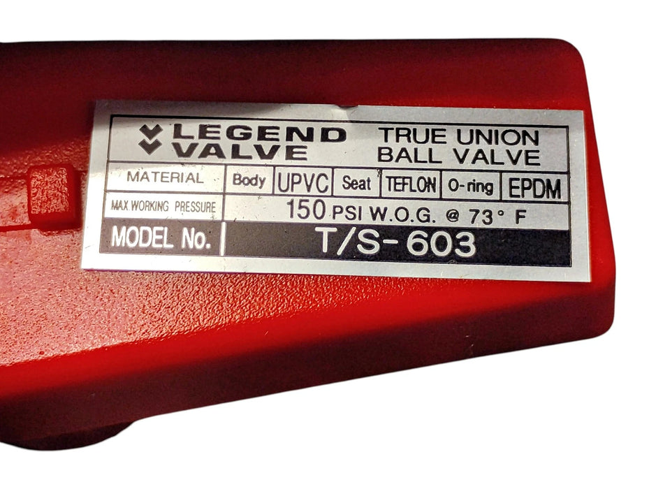 Legend Valve 201-207 7/S-603 1-1/2 in 150 psi PVC True Union Ball Valve