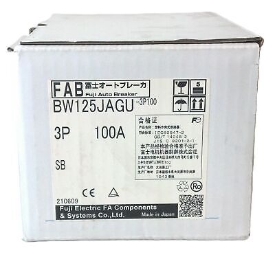 Fuji Electric BW125JAGU-3P100 100 A 3 P 600 V AC 250 V DC Circuit Breaker