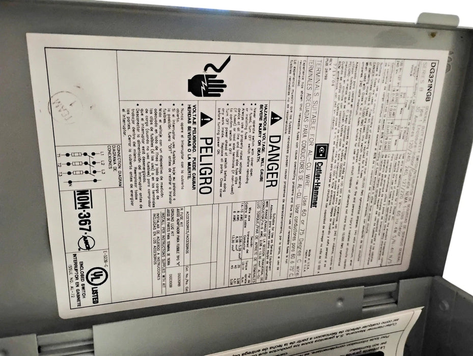 Eaton DG321NGB Ser B 240 V 30 A 4-Wire Fusible Indoor General Duty Safety Switch