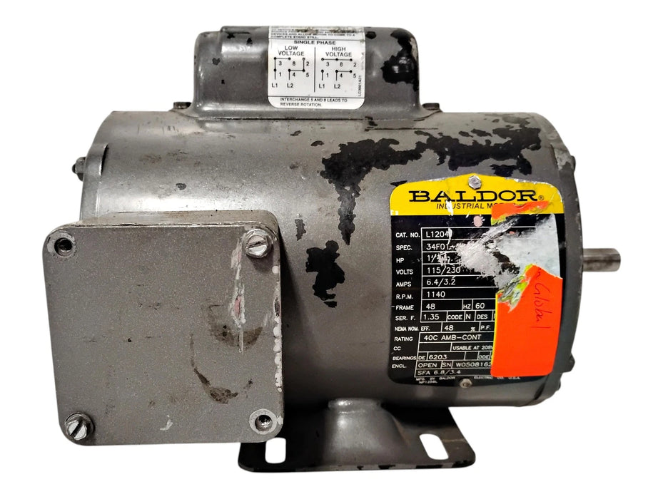 Baldor L1204 115/230 V 1/4 HP 1140 RPM 1 PH 3421L 48 ODP Motor