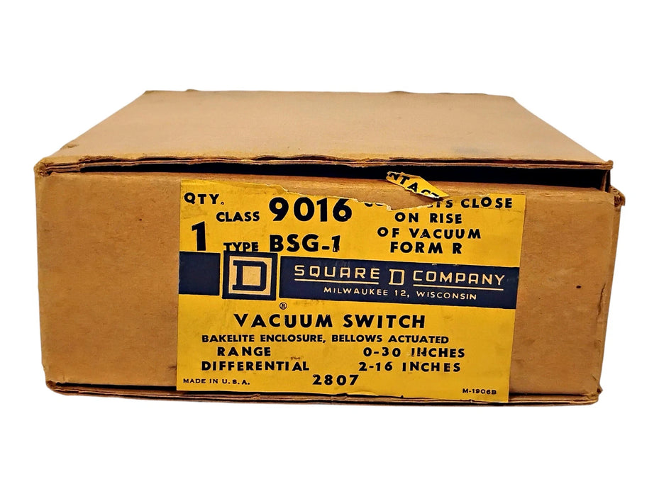 Square D 9016-BSG-1 Form R 0-30 in Range Vacuum Switch w/ 2-16 in Differential