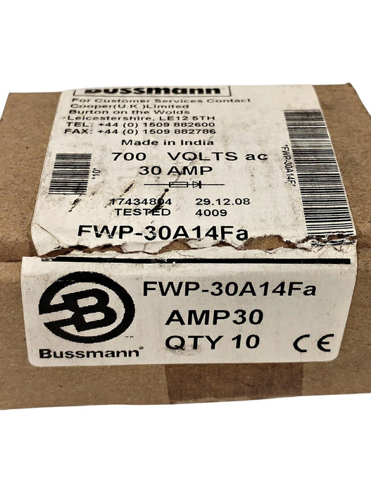 Bussmann FWP-30A14FA 700 V AC 30 A Current-Limiting Very Fast-Acting Fuse