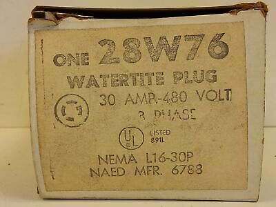 Woodhead 28W76 TURNEX 480V 30A 3-Phase Watertite Oil-Proof Electrical Plug