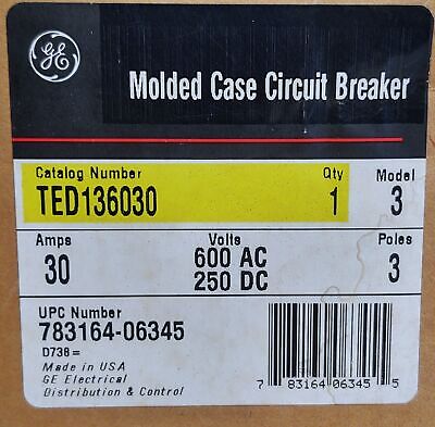 GE TED136030 30 A Industrial Molded Case Circuit Breaker