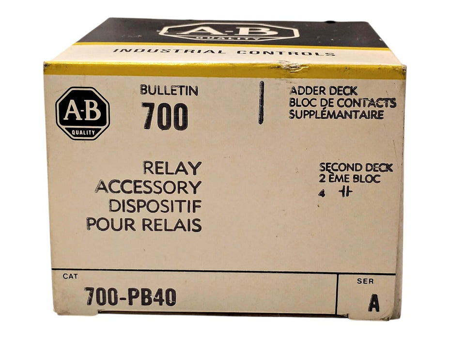 Allen-Bradley 700-PB40 10 A 4-Pole Adder Deck Relay Accessory