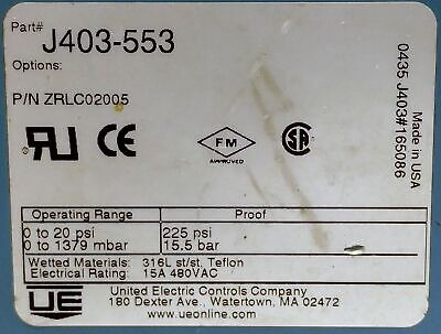 United Electric J403-553 Pressure Switch