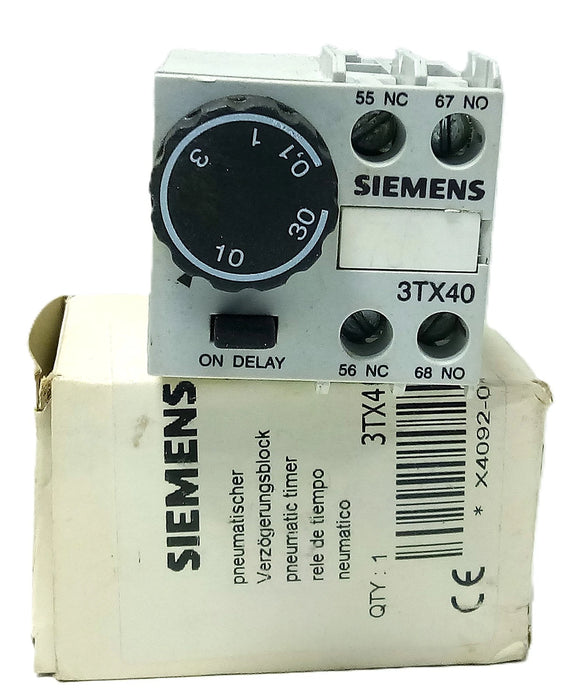 Siemens 3TX4092-0A 0.1-30 Second On-Delay Pneumatic Timer for Contactors