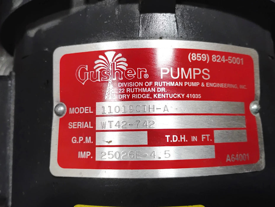 Gusher Pumps 11019CIH-A 208-230/460 V 3 HP 3PH 3450 RPM 182 GPM Centrifugal Pump
