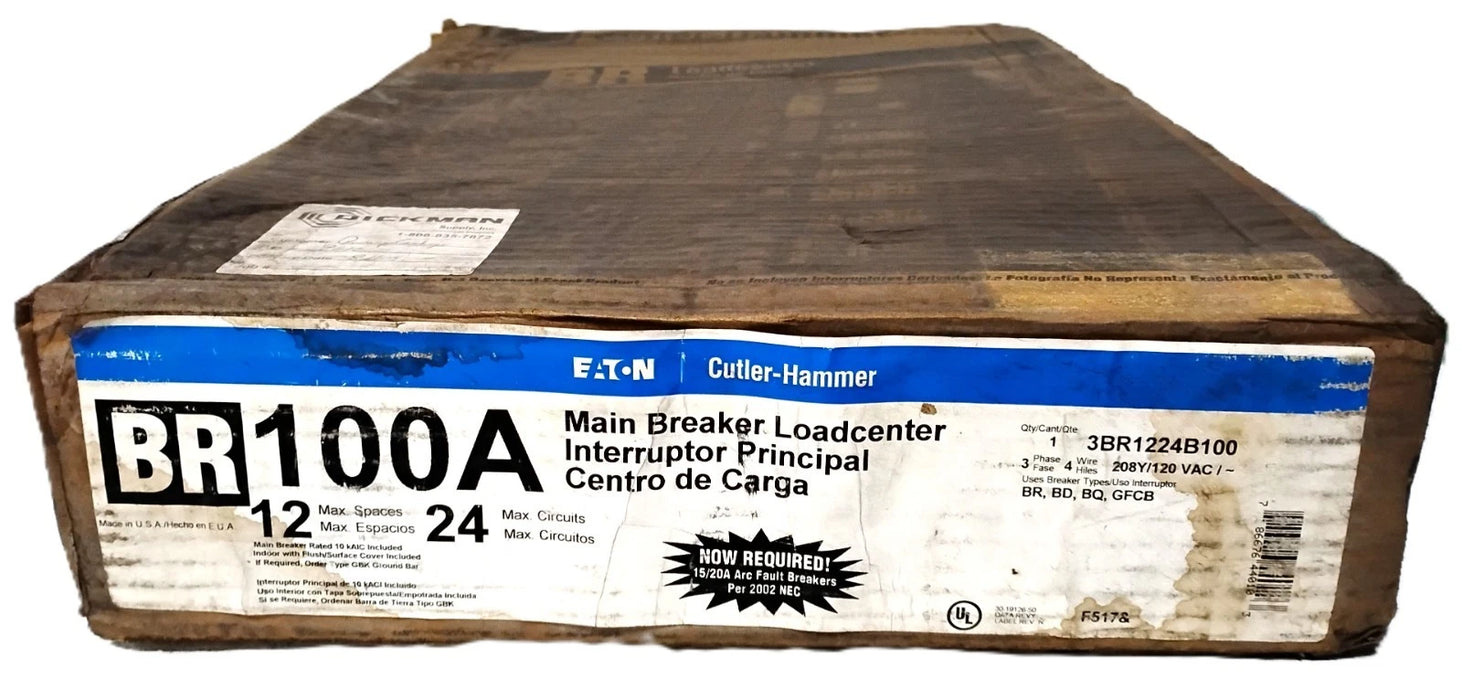 Eaton Cutler-Hammer 3BR1224B100 100 A Main Breaker Loadcenter