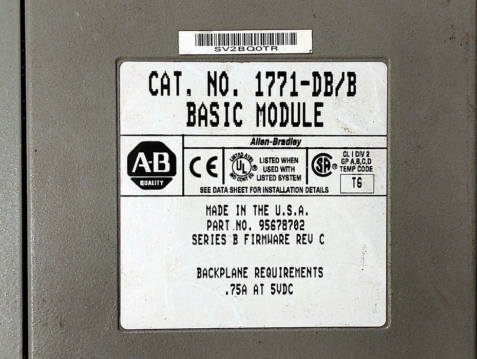 Allen-Bradley 1771-DB/B Series B PLC Basic Module