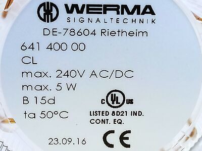 WERMA 641 400 00 12-240V Clear/White Stacklight Lamp Holder No Lamp